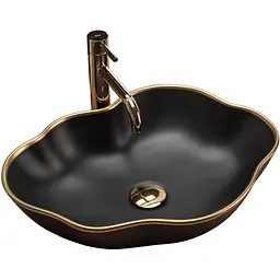 Умивальник Rea Pearl black gold накладний REA-U0692, Чорний