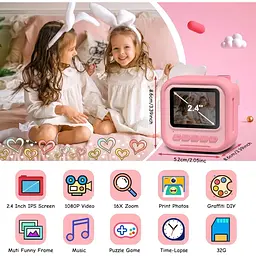 Миттєва дитяча цифрова камера Hangrui 1080P з папером для друку та карткою 32G TF, 2.4-дюймова - мініатюра 4