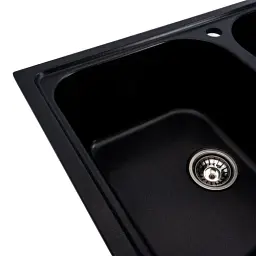 Кухонна мийка Platinum 7950 Equatoria гранітна глянцева з кріпленням 79x50 см чорний металік (000035801) - мініатюра 5