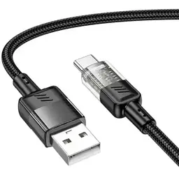 Кабель Hoco U129 Spirit transparent charging data cable Type-C Black