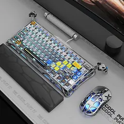 GravaStar Клавіатура механічна Mercury K1 Pro 80keys, GravaStar x Kailh Speedy Mint, BT/WL/USB, RGB, Interstellar Silver - мініатюра 5