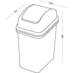 Відро для сміття MBM My Home з кришкою 15 л сіре (BIN-12 15L GRAY) - мініатюра 7