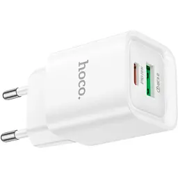 Зарядний пристрій HOCO C147A Charm 1xUSB-C PD20W + 1xUSB QC3.0 White (6942007630276) - мініатюра 5