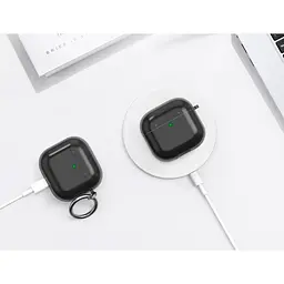 Чохол AhaStyle Transparent TPU Silicone Case для AirPods 4 Black [133819] - мініатюра 3