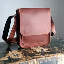 Чоловіча шкіряна сумка GS 23*20*6 см коньячна (КЛ 001 кон) 200 мм - мініатюра 2