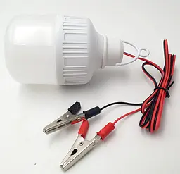 Світлодіодна LED-лампа 12 V 10 W 11 × 6 см лампочка кемпінгова на дроті 2 м із затискачами (крокодилами) UKC - мініатюра 4