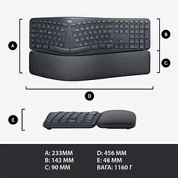 Клавіатура Logitech K860 ERGO Graphite (920-010108) - мініатюра 12
