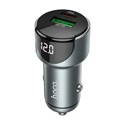 Зарядний пристрій HOCO 1xUSB-C PD20W + 1xUSB QC3.0 car adapter Z42 gray (6931474742551)