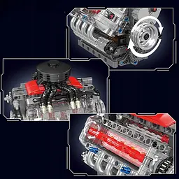 Конструктор двигун Mould King V8 Chevrolet Chevy LSX454 моторозований дитячий мотор шевроле 487 деталей - мініатюра 6