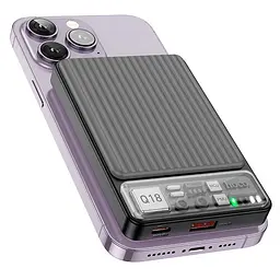 Зовнішній аккумулятор HOCO Q18 Tourer 22.5W fully compatible power bank with magnetic fast charging(10000mAh) чорний 6942007605182 - мініатюра 2
