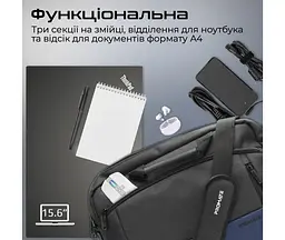 Сумка для ноутбука Promate Satchel-MB 15.6" Blue (satchel-mb.blue) - мініатюра 2