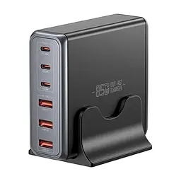 Зарядний пристрій Essager 3xUSB-C + 3xUSB-A 85W GaN black (EZC85W-SXB0G-Z) - мініатюра 8