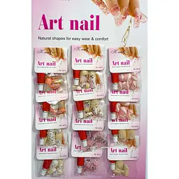 Нігті накладні кольорові з малюнком та камінчиками Art Nail 14315 упаковка 12 шт., 02