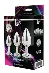 Набір анальних пробок Dream Toys Gleaming Love Silver Plug Set - мініатюра 2
