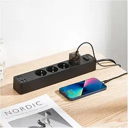 Мережевий фільтр XO Wl10 4USB Function Socket 1.8 м Black [94406] - мініатюра 2