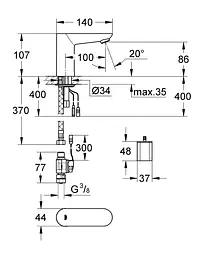 Кран для умивальника Grohe Euroeco Cosmopolitan E 36271000, Хром - мініатюра 3