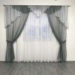 Шифонові штори з ламбрекеном сірого кольору на тасьмі ALBO pbe0052832
