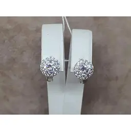 Срібні сережки TOP Silver з фіанітами. 9520100Б - мініатюра 4