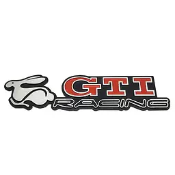 Емблема напис GTI Racing для Volkswagen червона+чорний 159х37 мм метал (на скотчі)