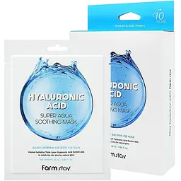 Набір масок для обличчя FarmStay Hyaluronic Acid Super Aqua Soothing Mask 10 шт. - мініатюра 2