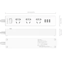 Продовжувач Orico Power Strip Orico-XCS-3A3U (3 х розетки 3 х USB) білий 1.5 м - мініатюра 3