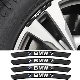 Емблема обода колеса BMW 4 шт Алюміній наклейка на диски на скотчі Чорні - мініатюра 2