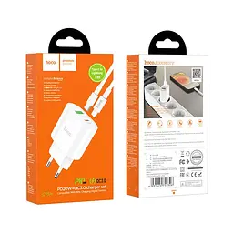 Адаптер мережевий HOCO Type-C to Lightning Cable Lineal C95A набір з кабелем білий - мініатюра 2