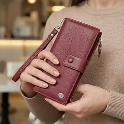 Вертикальний жіночий гаманець-клатч із натуральної шкіри ST Leather 22535 бордовий - мініатюра 2
