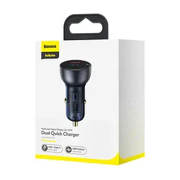 АЗП Baseus Particular Digital Display QC + PPS Dual Quick Charger Car Charger 65W Dark Gray - мініатюра 2