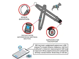 Шлея для собак WAUDOG Nylon з QR-паспортом "Лінія 1" S (5469) - мініатюра 2