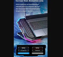 Охолоджувальна підставка для ноутбука 15-17.3 дюймів Ice Coorel N6 RGB - мініатюра 2