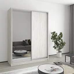 Шафа-купе дводверна MebelStar Комбо AL ДСП/Дзеркало 160x45x210 см Аляска сірий (MBS-2743)