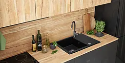Кухонна мийка гранітна Rea North black ZLE-00124, Чорний - мініатюра 2