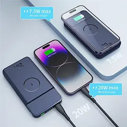 Портативний ЗП Power Bank JJT-MP01 2in1 20W з БЗП+iWatch 10000 mAh Blue - мініатюра 6