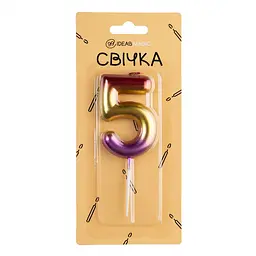 Свічка-цифра 5 блискуча 6 см