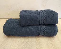 Набір турецьких махрових рушників 50х90+70х140 Gulcan Jacquard Cotton Lux Akasya Antrasit