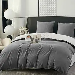 Постільна білизна L&M Home Textiles євро розмір з вареної бавовни не вимагає прасування 100% бавовна 200х230 см Графіт Туреччина - мініатюра 2
