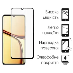 Скло захисне Dengos Full Glue Realme C61 (black) (TGFG-372) - мініатюра 2