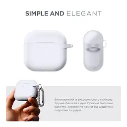 Силіконовий чохол для навушників Apple AirPods 4, Hang Case, білий, ультратонкий захисний кейс товщиною 2 мм, захист від подряпин, пилу та ударів, компактний, з карабіном для кріплення, ArmorStandart (ARM81295) - мініатюра 2