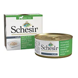 Натуральний вологий корм Schesir Chicken Fillets Шезір філе курки консерви в желе для собак 150 г (712523)