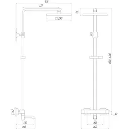 Душова система Globus Lux Termostatic Q VAN-GLQ-0041T-BB, Чорний матовий - мініатюра 5