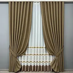 Комплект штор з тюлем VR-Textil Блекаут Eclipse, мигдальний з молочним, 2 штори 100×270 см + тюль 300×270 см, арт. 71-162/1