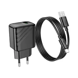 Зарядний пристрій HOCO CS21A Rich USB QC 3.0 + кабель USB-A — USB-C чорний (6942007609906) - мініатюра 5