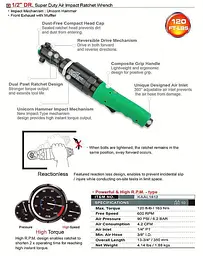 Пневмотріскачка 1/2 163N/m 600об/хв Toptul hoz0007313 - мініатюра 2