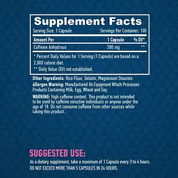 Кофеїн Haya Labs Caffeine 200 мг 100 капсул - мініатюра 3