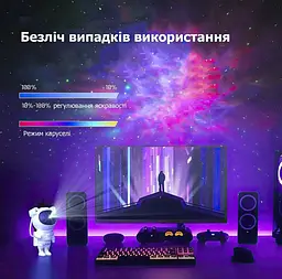 Дитячий нічник проектор Астронавт, лампа зоряне небо з пультом від юсб - мініатюра 10