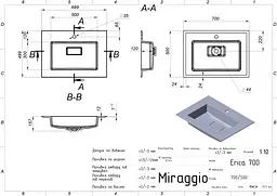 Умивальник Miraggio ERICA 700 (8813353) Mirasoft, Матовий, Накладний/Врізний, Білий - мініатюра 3
