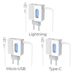 Зарядний адаптер Hoco C75 Imperious DC5V 2.4 A EU штекер подвійний USB вихід - мініатюра 8