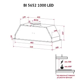 Витяжка повновбудована Perfelli BI 5652 WH 1000 LED - мініатюра 12