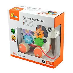 Дерев'яна каталка Viga Toys 50977 Собачка з шестернями іграшка для дівчаток та хлопчиків - мініатюра 3
